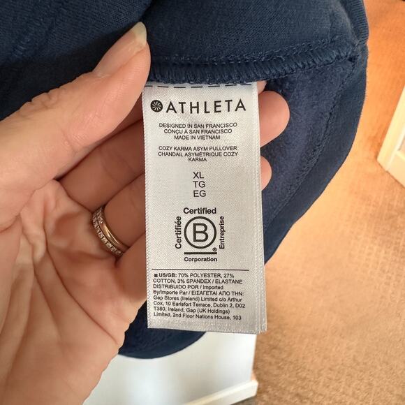 Athleta Navy Asymmetrical Zip Pullover Sweatshirt - Picture 9 of 13